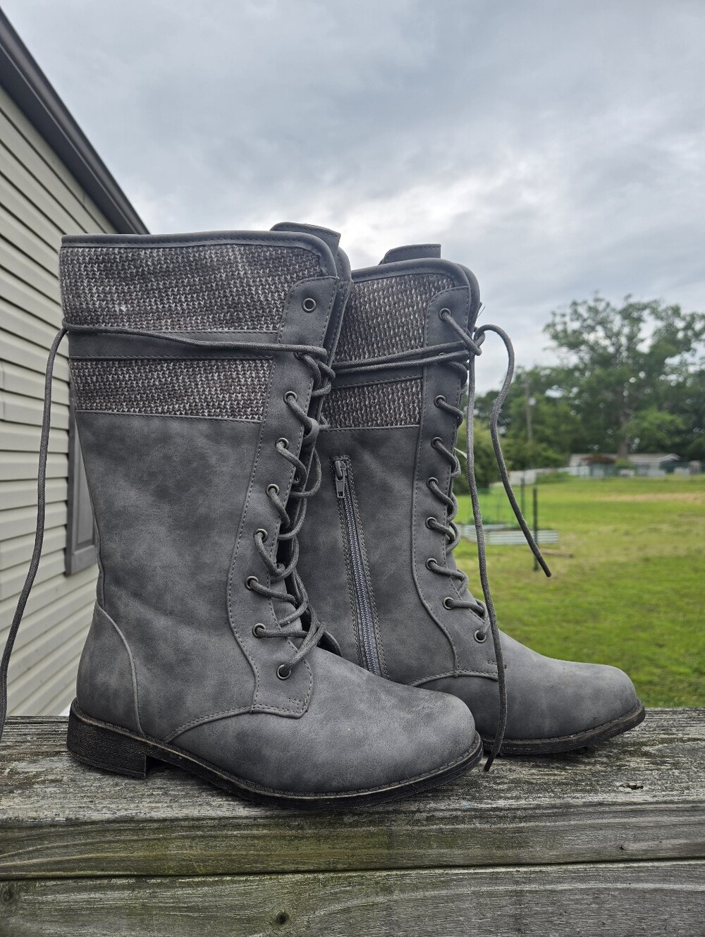 Wide Width Wide Calf JustFab Combat Boots Size 8